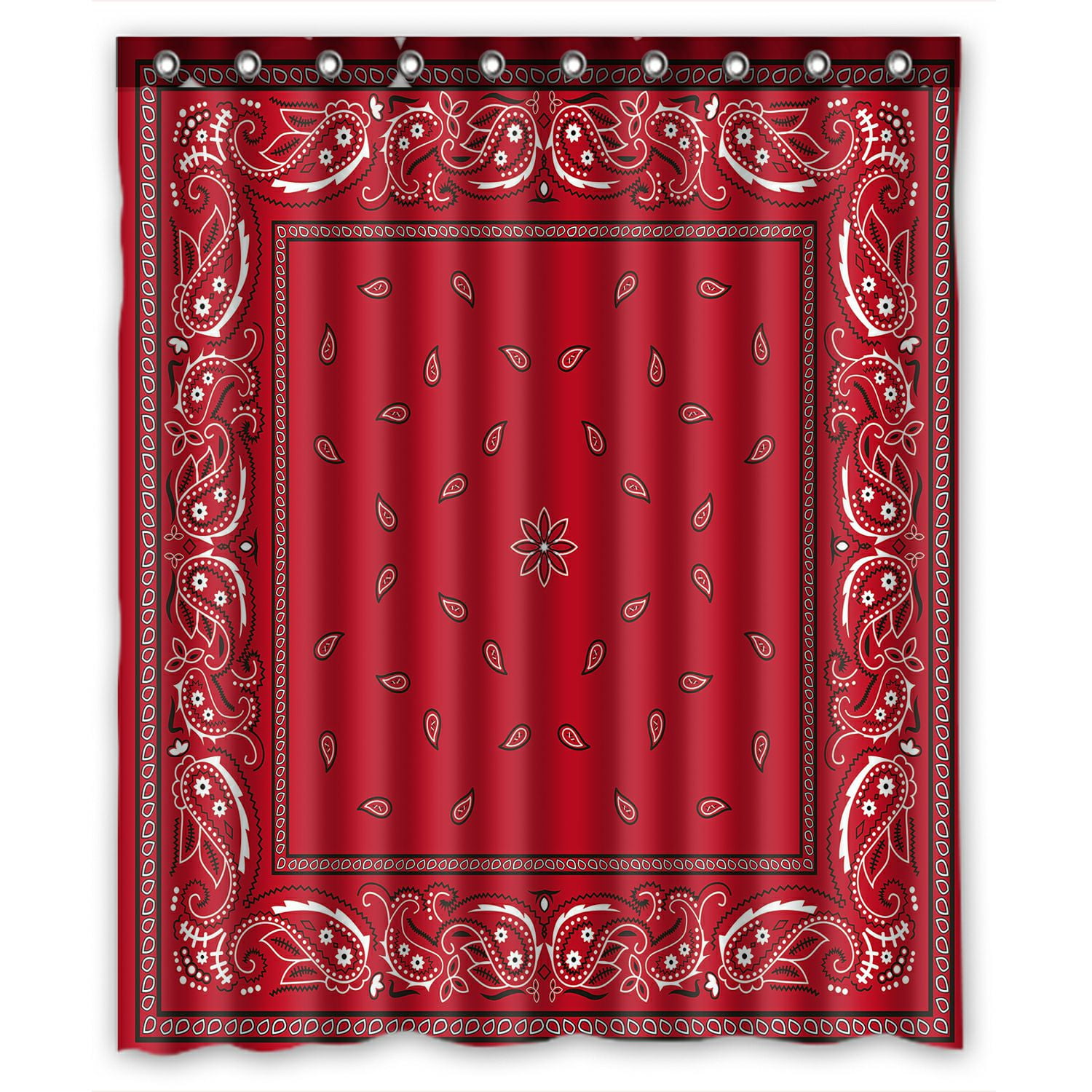 ABPHQTO Red Bandana Waterproof Polyester Shower Curtain and Hooks For