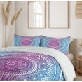 thumbnail image 6 of Blue and Pink Duvet Cover Sets, Ombre Mandala Floral Star Medallion Pattern Style Bohemian, Bedding Set with 2 Duvet Covers & 4 Pillowcases, 2 Pack Cal King Size, Blue White and Violet, by Ambesonne, 6 of 7