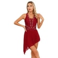 thumbnail image 4 of YIZYIF Womens Lyrical Dance Costume Halter Neck Sparkle Rhinestone Flowy Skirt Leotard Dress Ballet Modern Dancewear Burgundy-A S, 4 of 7