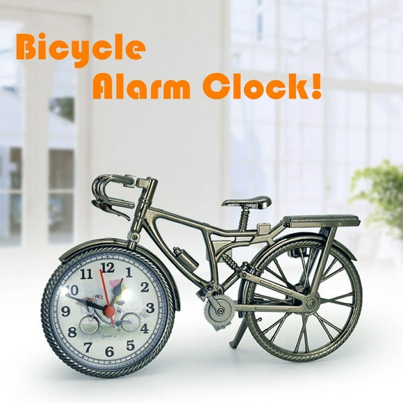 EGNMCR Alarm Clock Wall Clock Vintage Arabic Numeral Retro Bicycle Pattern Alarm Clock Home Decor Alarm clock