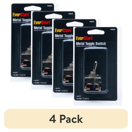 (4 pack) EverStart Plus 10885W Universal Metal Toggle Switch 20 Amp 12 Volt DC