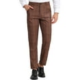thumbnail image 1 of INSPIRE CHIC Men's Pant Checked Prom Formal Regular Fit Suit Pant 32 Brown, 1 of 7