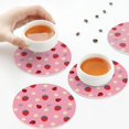 thumbnail image 7 of Pofeuu Strawberry and Ladybugs Print Leather Coasters Set of 6, Round Cups Mugs Mat Pad for Home Kitchen Heat Resistant Drink Coasters,Round Shape, 7 of 7
