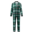thumbnail image 2 of Family Matching Christmas Pajamas Set with Dog Green Red Plaid Button Down Long Sleeve Sleepwear, 2 of 10