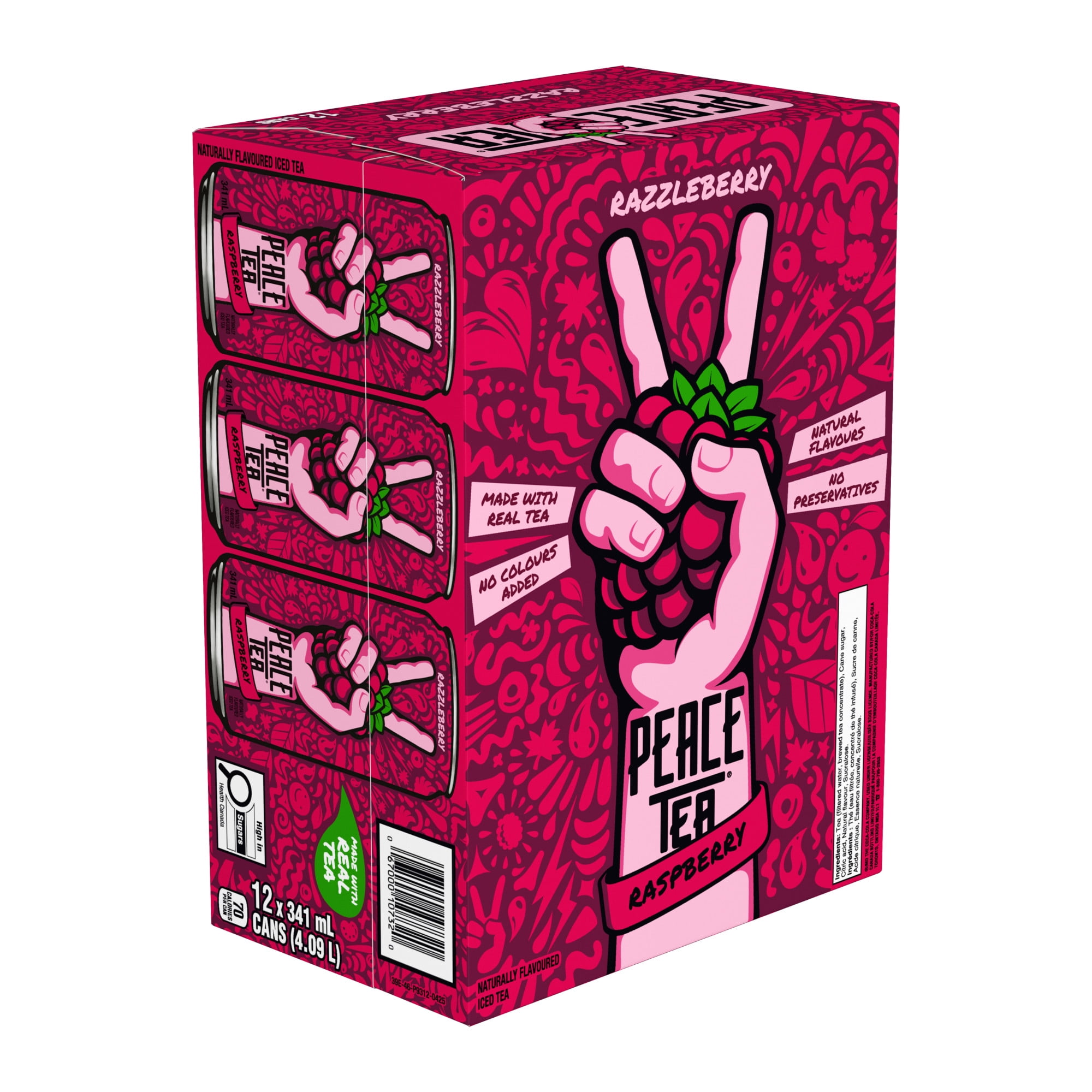 Peace Tea Razzleberry Cans, 341 mL, 12 Pack, 12 x 341 mL