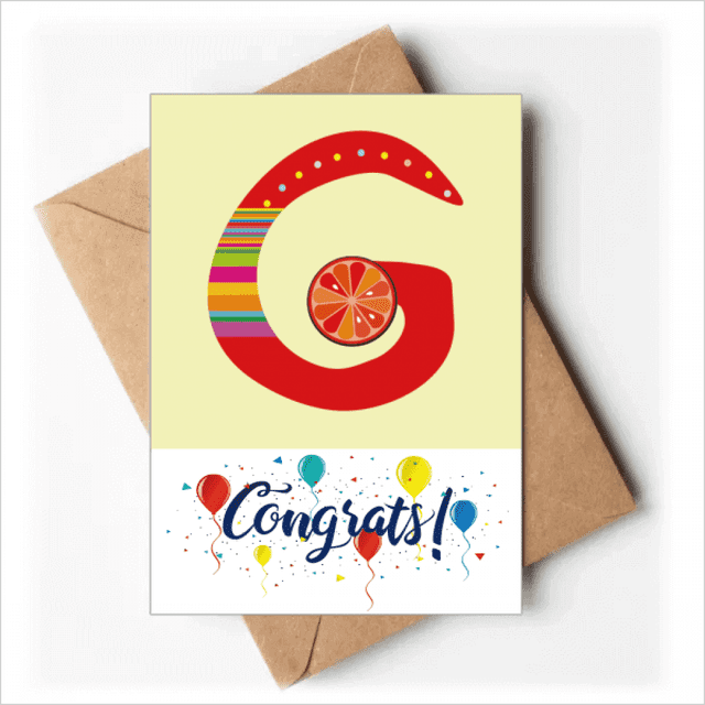 G Alphabet Orange Fruit Mignon Modèle Cartes de Mariage Félicitations Enveloppes de Voeux