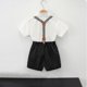 thumbnail image 4 of Odeerbi Chicos 4 Piezas Caballero Traje Formal Preppy Vestido de Manga Corta Camisa de Vestido + Traje Pantalones Cortos + Colgantes + Corbata Colegial Conjunto de Uniforme, 4 of 9
