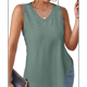 thumbnail image 4 of Camiseta de Tirantes de Verano para Mujer, con Bordado de Ojales, Sin Mangas, Cuello en V, Holgada, Informal, 2025 Verde XXL, 4 of 6