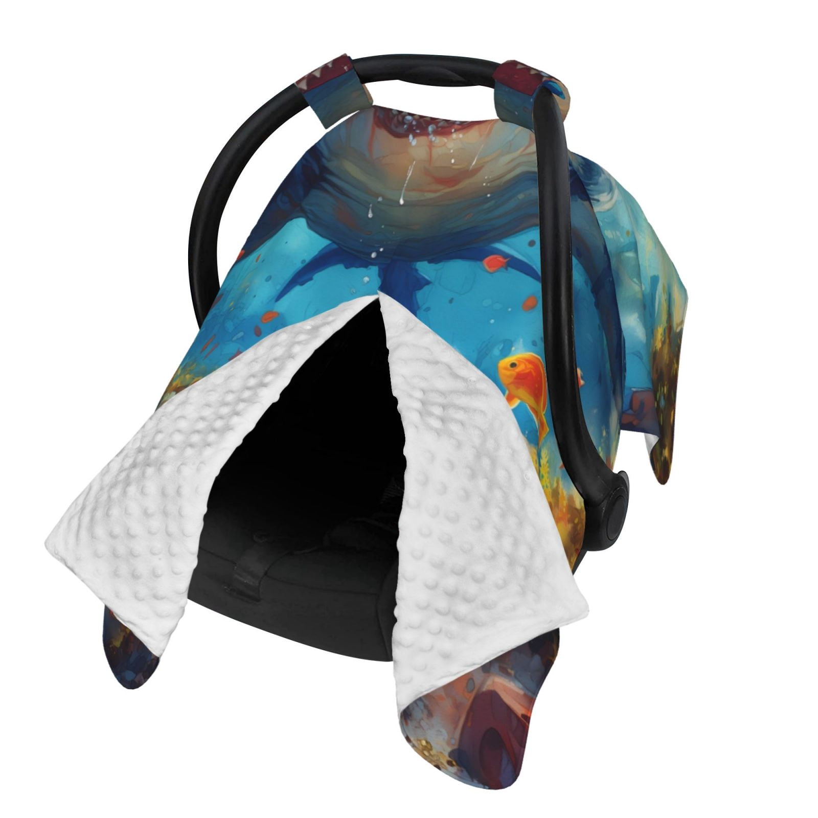 Naloa Colorful Underwater Shark Baby Car Seat Cover, Breathable Baby Carrier Cover, Multiuse Baby Carrier Cover & Nursing Breastfeeding Cover