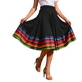thumbnail image 2 of Skirts for Women Colorful Elastic Waist Flowy Skirt Bohemian Comfortable Summer Casual Wear Womens Midi Skirt Black L, 2 of 4