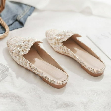

Half Slippers Female Summer Shoes Leisure Flats Slippers Sandals Outside Mules Shoe Beige Slides Flip Flop (Color : D Size : 38)