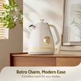 thumbnail image 2 of HIBIBUD 2026 New Retro Electric Kettle - 1.7 Liters / 57.5 Ounces Tea Kettle with Thermometer,All Stainless Steel,1200 Watts Fast Boiling,Bpa-Free,Cordless,Automatic Shut Off - Pearl White, 2 of 7