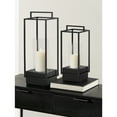 thumbnail image 3 of Kate and Laurel Brandt Modern Two-Piece Candle Holder Set, 7 x 7 x 19, Black, Transitional Wood and Metal Lantern Hurricane Candle Holders for Fireplace Mantel Display, 3 of 9