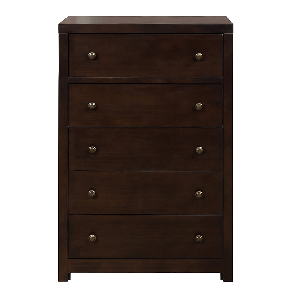 Lowestbest 5 Drawer Nightstand, Classic Solid Wood Chest, Solid Wood Dresser of Freely Configurable Bedroom Sets Chest, Rich Brown Lowestbest 5 Drawer Nightstand, Classic Solid Wood Chest, Solid Wood Dresser of Freely Configurable Bedroom Sets Chest, Rich Brown
