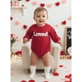 thumbnail image 6 of BemeyourBBs Newborn Baby Girl Boy Valentine Day Outfit Bubble Romper Loved Letter Embroidery Long Sleeve Bodysuit Fall Spring Clothes, 6 of 9