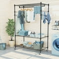 thumbnail image 3 of Legooin Metal Clothes Rack with Height Adjustable Shelves Freestanding Heavy Duty Garment Rack on Wheels Wardrobe with Wire Rack Double Hanging Closet Rods, Black, 3 of 8