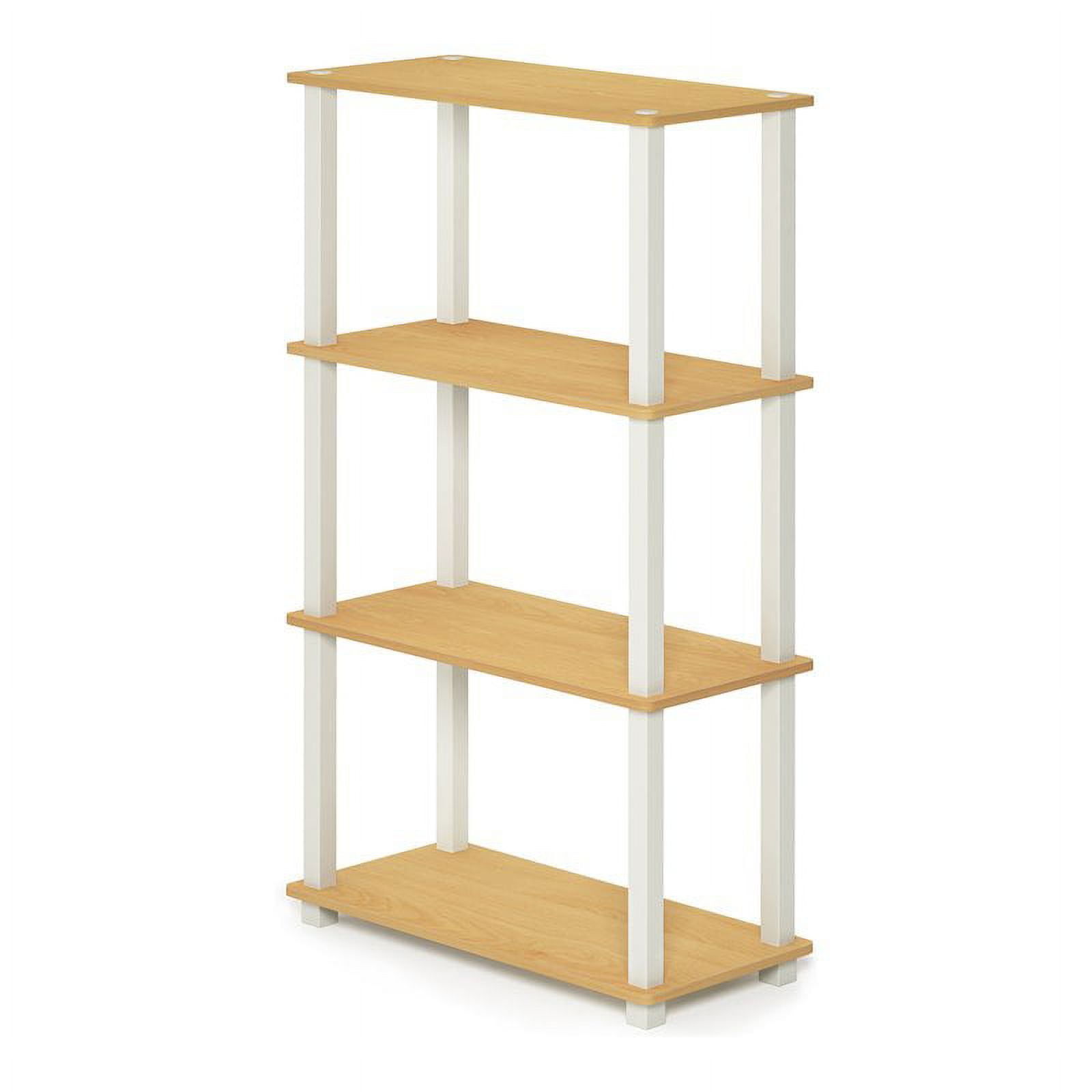 Furinno Turn-S-Tube 23.6â€ W x 11.4 D x 43.25 H 4-Shelf Decorative Shelves, Beige and White