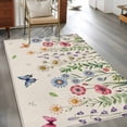 thumbnail image 2 of Colorful Flowers Area Rugs 3x5 ft Vintage Spring Pink Blue White Floral Leaves Linen Texture Washable Rug Non Slip Indoor Carpet Absorbent Floor Mat for Living Room Bedroom Dining Room, 2 of 9