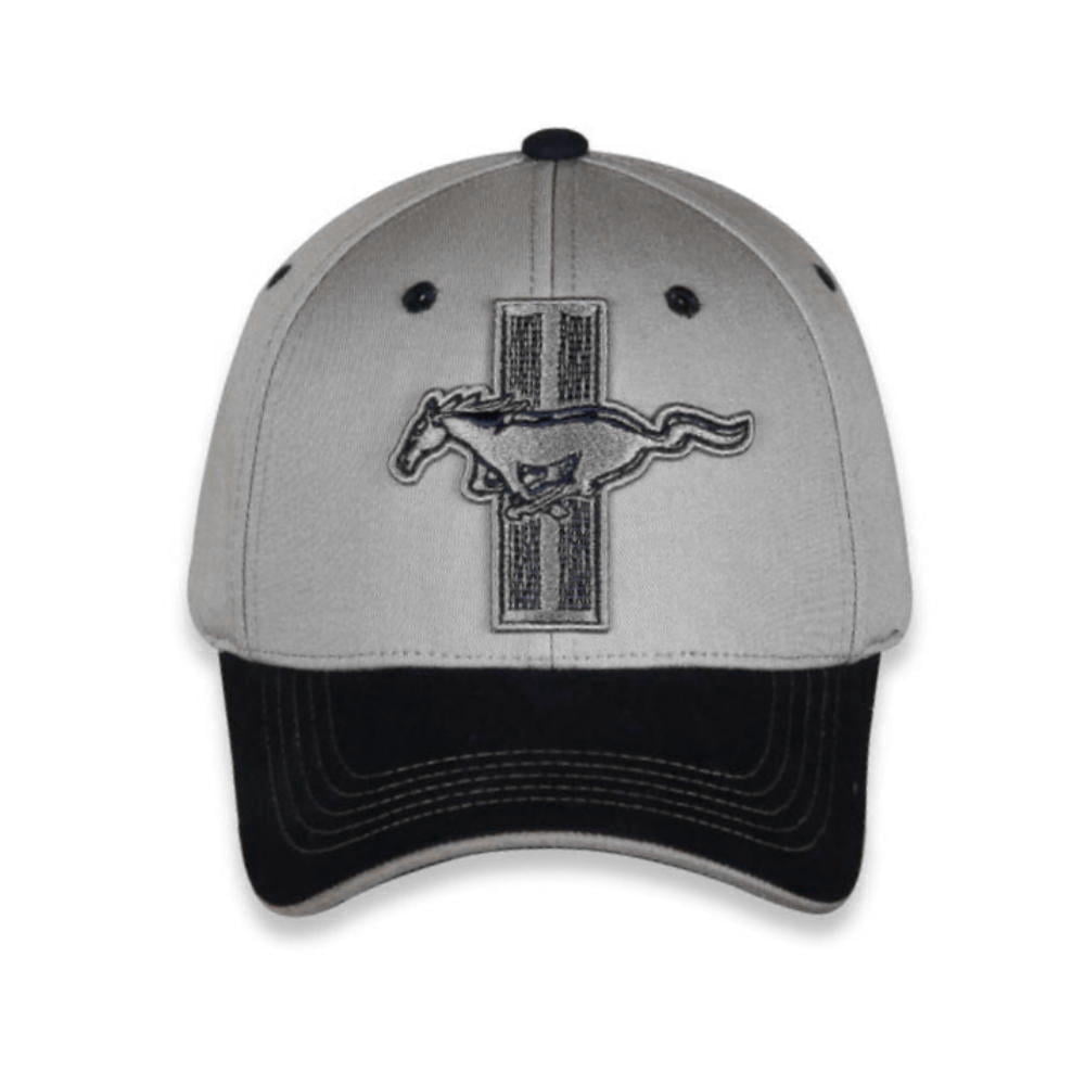 Ford Mustang Tri-Bar Embroidered Hat, Gray & Navy, 100% Cotton