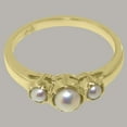 thumbnail image 6 of LBG British Made 14k Yellow Gold Cultured Pearl Womens Engagement Ring - 33 size options - Size 4.5, 6 of 7