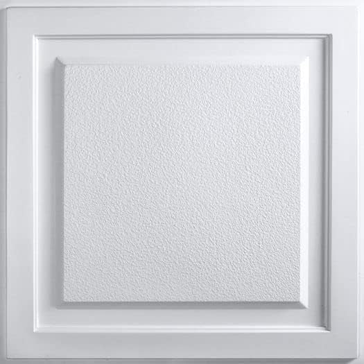 uDecor Cornerstone White Ceiling Tiles 2x2 - Box of 10, Durable PVC, Easy to Install Drop Tiles and Glue Up, Lightweight, Ceiling Decor for & Residential Use