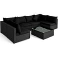 thumbnail image 2 of Gymax 7PCS Rattan Patio Conversation Set Sectional Furniture Set w/ Black Cushion, 2 of 10