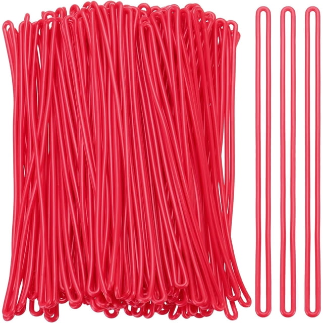 Luggage tag Loops, 100 Pcs PVC Loop Straps Bag Tag Loops Holders Worm for ID Card Bags Suitcase Label Fasteners, Red