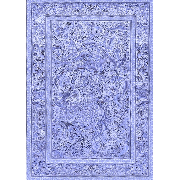 Ahgly Company Indoor Rectangle Animal Blue Traditional Area Rugs, 7' x 9'