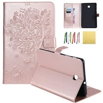 Galaxy Tab A 8.0 2018 Case, Allytech Embossed Cat & Tree PU Leather Stand Folio Wallet Case Cover with Credit Card Slots for Samsung Galaxy Tab A 8.0 (Model: SM-T387), Rosegold