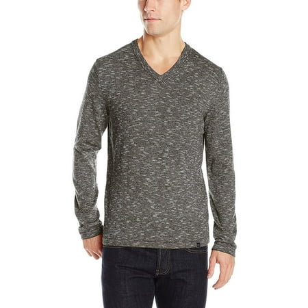 New [13575] DKNY JEANS MEN'S LONG SLEEVE SPACE DYE END V-NECK SWEATER BLACK SM $69
