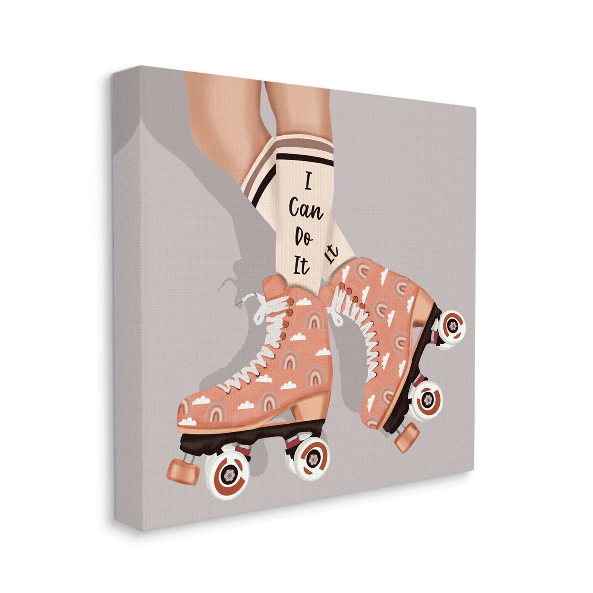 Stupell Industries I Can Do It Roller Skates Inspirational Painting Gallery Wrapped Canvas Art Print Wall Art, 30 x 30