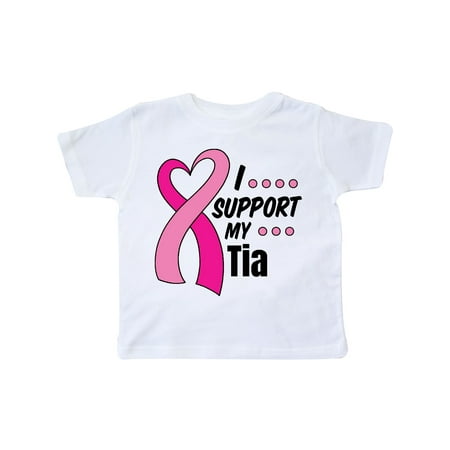 

Inktastic Breast Cancer Awareness I Support My Tia with Pink Ribbon Gift Toddler Boy or Toddler Girl T-Shirt