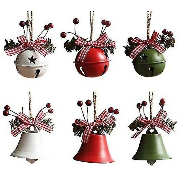 6 uds campanas de Navidad campanas de Metal adornos de árbol adornos