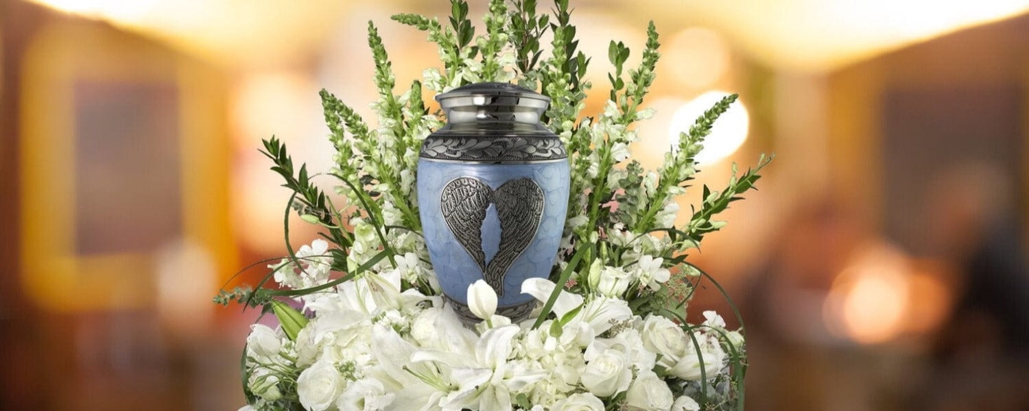 Blue Loving Angel Urns for Cremation Ashes Large Urn XL or Small Keepsake Urns for Adult Cremation Ashes & Urns for Human Ashes for Home or Burial Cremation Urns