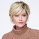 thumbnail image 1 of Peluca Rubia de Malla Rosa con Degradado para Mujer con Cabello Corto y Lacio y Flequillo Oblicuo, Tocado Completo, 1 of 10