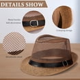 thumbnail image 4 of Mesh Sun Hat for Men Women Fedoras Cowboy Race Day Panama Jazz Hats Summer Beach Short Brimmed Mesh Straw Fedora, 4 of 7
