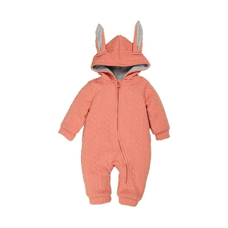

Vikakiooze Autumn Winter Baby Girls Boys Clothes Romper Hooded Jumpsuit Rabbit Ear Overalls