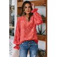 thumbnail image 4 of Blusa MASCOMODA de chifón floral con cuello en V y manga larga para mujer, 4 of 6
