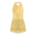 thumbnail image 2 of Linjinx Kids Girls Latin Jazz Dance Dress Tango Rumba Samba Dance Performance Outfit Fringe Skirt Yellow 10, 2 of 6