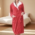 thumbnail image 2 of Women's Fleece Plush Robe Long Warm Plush Bathrobe Loungewear Jacket Printed Comfort Robe, 2 of 5