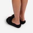 thumbnail image 2 of Luxemoda Womens Buzzing Black Buckle Detail Flatform Slider Faux Fur Sandals (BLACK, 6), 2 of 5