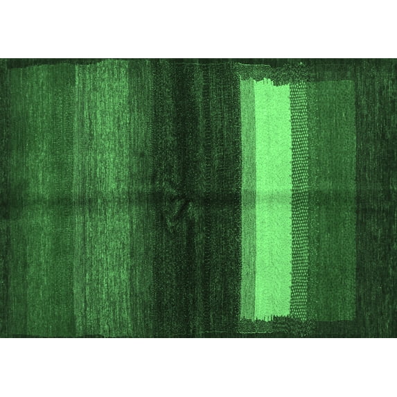 Ahgly Company Machine Washable Indoor Rectangle Abstract Emerald Green Contemporary Area Rugs, 6' x 9'