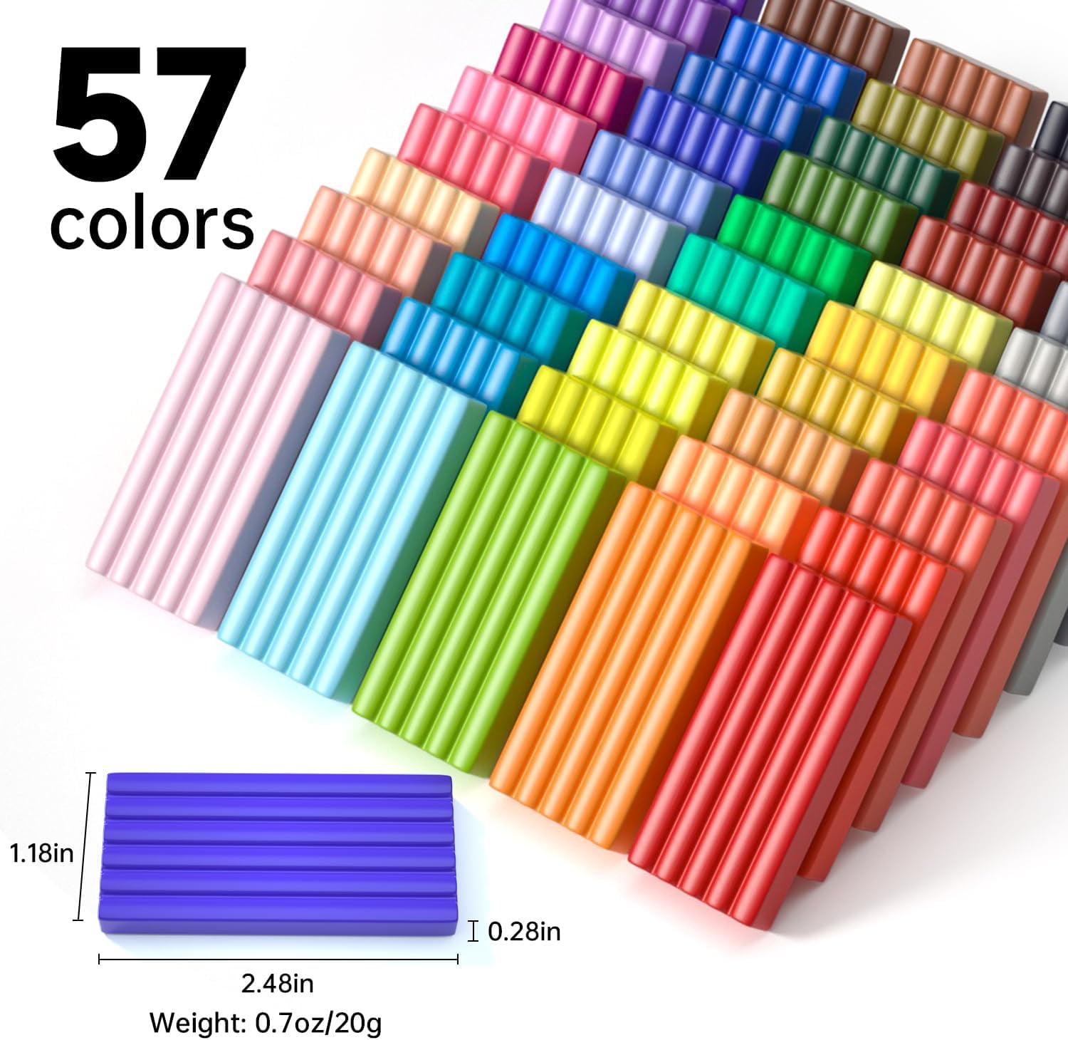 Polymer Clay, Shuttle Art 57 Colors Oven Bake Modeling Clay, Creative Clay Kit with 19 Clay Tools and 10 Kinds of Accessories, Non-Toxic, Non-Sticky, Ideal DIY Art Craft Clay Gift for Adults