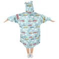 thumbnail image 2 of FORMRS Wearable Blanket Hoodie with Sleeves for Kids Cozy Flannel Sweatshirt, Blue Trains Pattern, 2 of 7