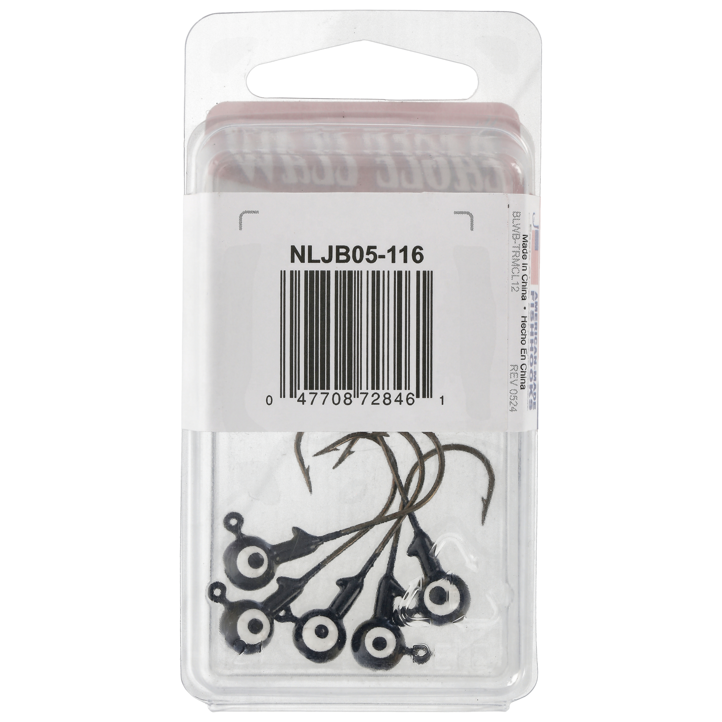 Eagle Claw Tin Ball Head Jig - Double eye - 5 pack - 1/16 oz - Black