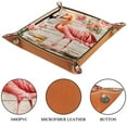 thumbnail image 3 of Women Girls Leather Square Dish Trinket Plate Jewelry Tray, Vintage Letter Flamingo Flower Flag Mothers Day Birthday Gift, 20.5x20.5cm, 3 of 6