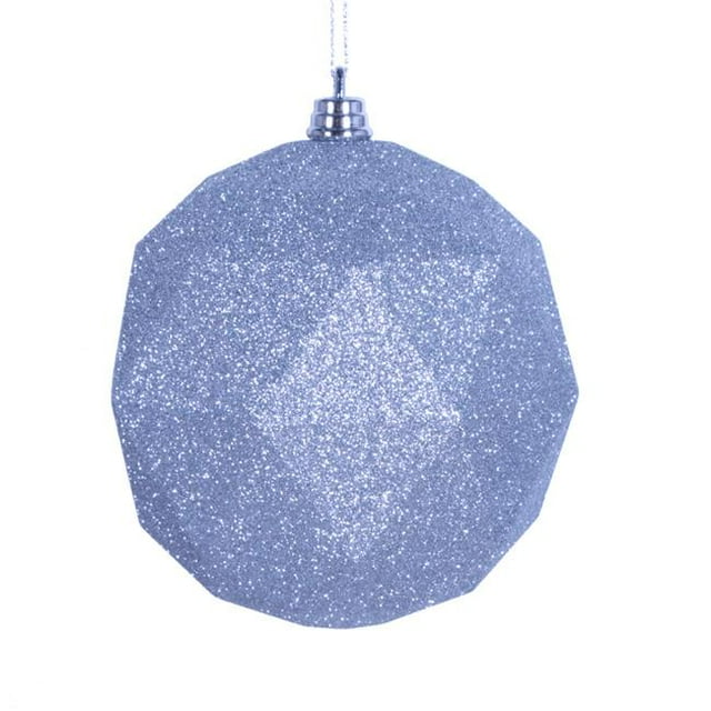 8 in. Silver Glitter Geometric Christmas Ornament Ball