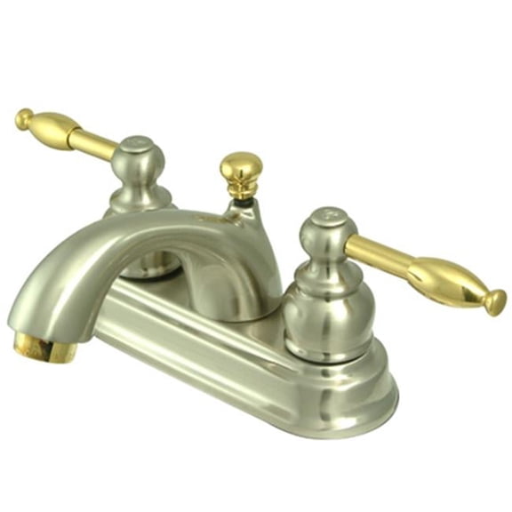 Kingston Brass  4 Inch Centerset Lavatory Faucet - Satin Nickel Finish With Brass Accents