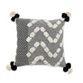 thumbnail image 2 of Laddha Home Designs Hand-stitched Zig Zag Cotton Throw Pillow Cover - 20" - Gray and White, 2 of 8