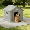 thumbnail image 5 of Dog House Outdoor Indoor with Weatherproof, Ventilated and Elevated Floor, Easy Clean Large Dog House Outdoor for Small Medium Large Dogs (Grey, 37.2" L x 40" W x 40" H), 5 of 15